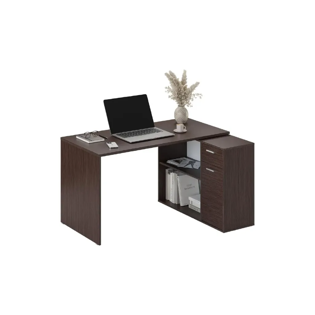 Secretária Executiva Meladesk C5 (1400 x 600 x 750 mm, Novolam Branco)