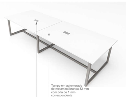 Mesa de Reunião BLAZE C 4000 x L 1400 x A 750 MM - 16 Lugares