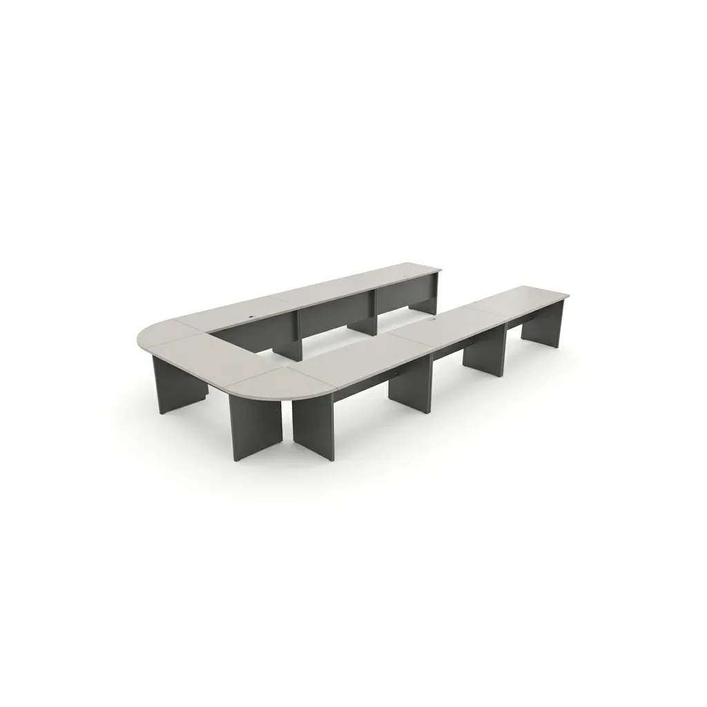 Mesa de Reunião Meladesk U-LINE 10 Lugares (Preto, Novolam Branco)