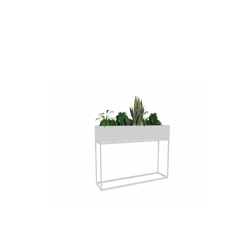 Planter Box (Preto, Novolam Branco, 750 x 400 x 300 mm, Com Estrutura Metálica)